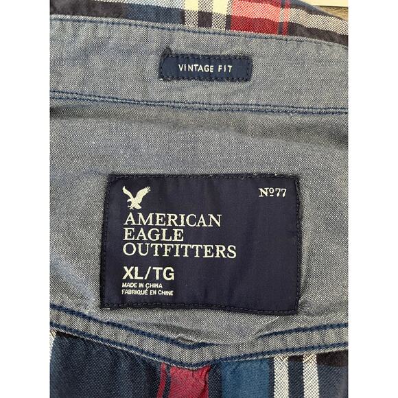 American Eagle | Red White & Blue Rodeo Pearl Snap Vintage Fit Men's Shirt | XL - Picture 4 of 5